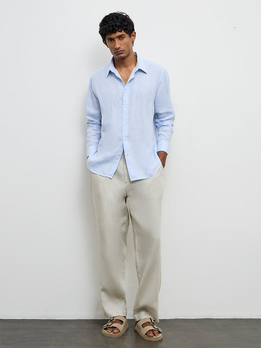 Ascot Light Blue Relaxed-Fit Linen Shirt