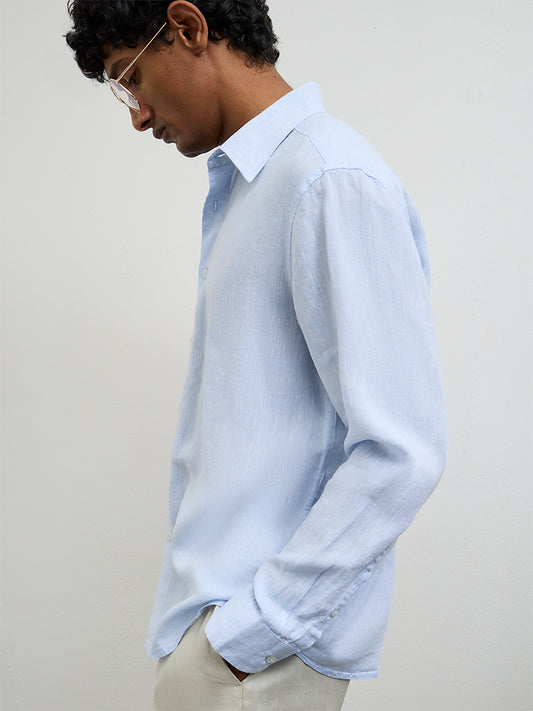 Ascot Light Blue Relaxed-Fit Linen Shirt