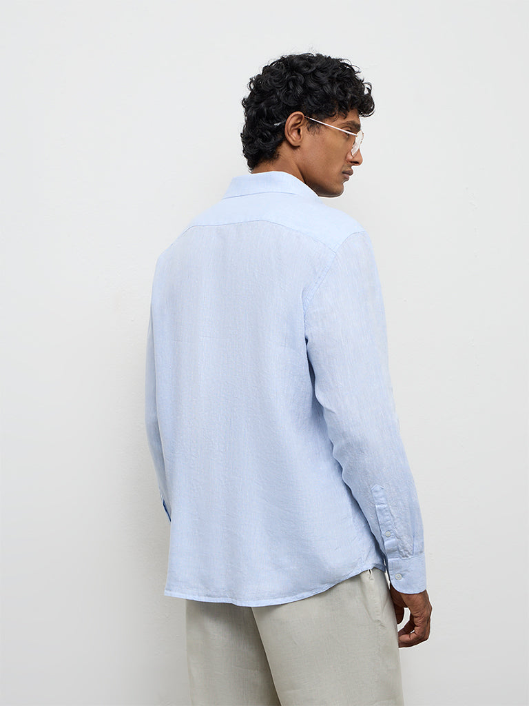 Ascot Light Blue Relaxed-Fit Linen Shirt