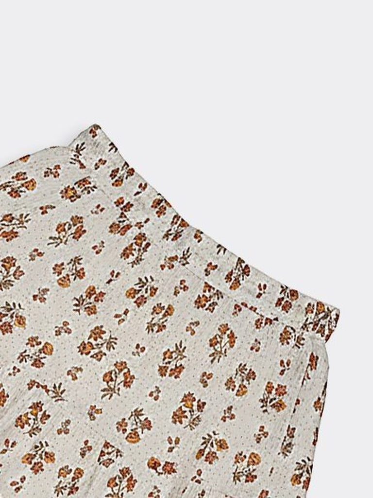 Bombay Paisley Off-White Floral Printed Cotton Skirt