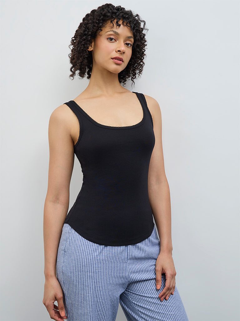 Wunderlove Black Cotton Tank Top