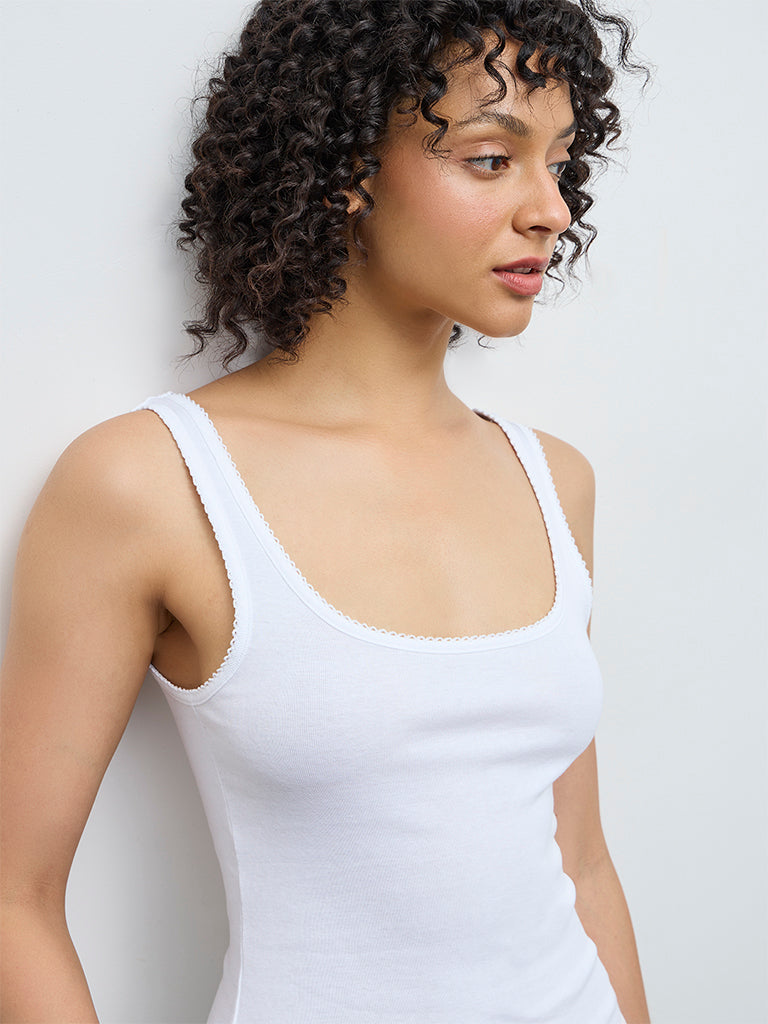 Wunderlove White Cotton Tank Top