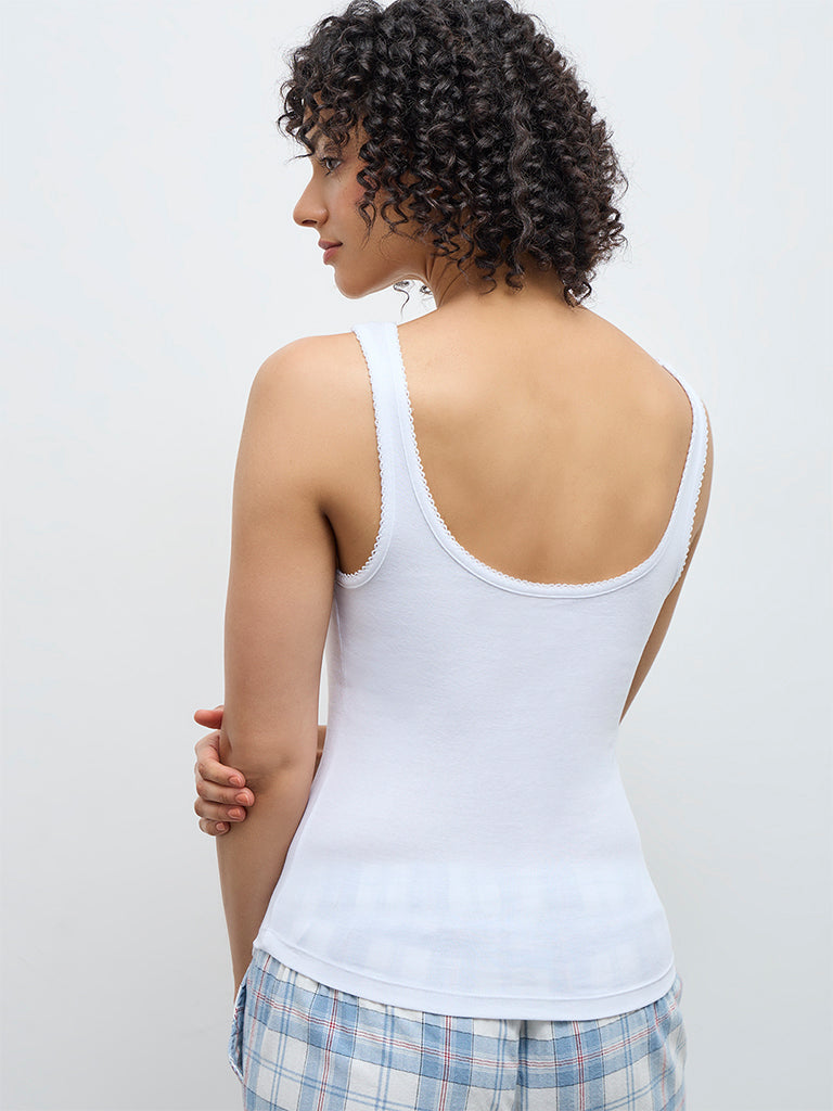 Wunderlove White Cotton Tank Top