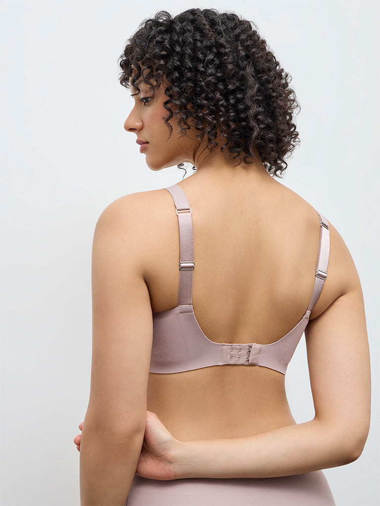 Wunderlove Beige Invisible Cotton-Blend Padded Bra