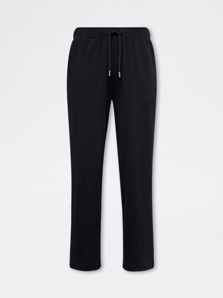 Superstar Black High-Rise Cotton-Blend Pants