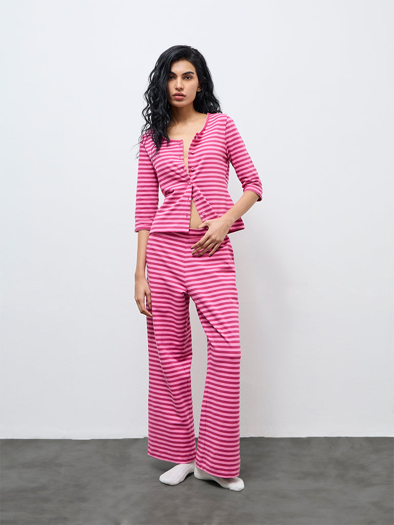 Superstar Pink Striped High-Rise Pants