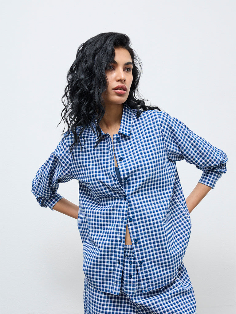 Superstar Blue Checks Cotton Shirt