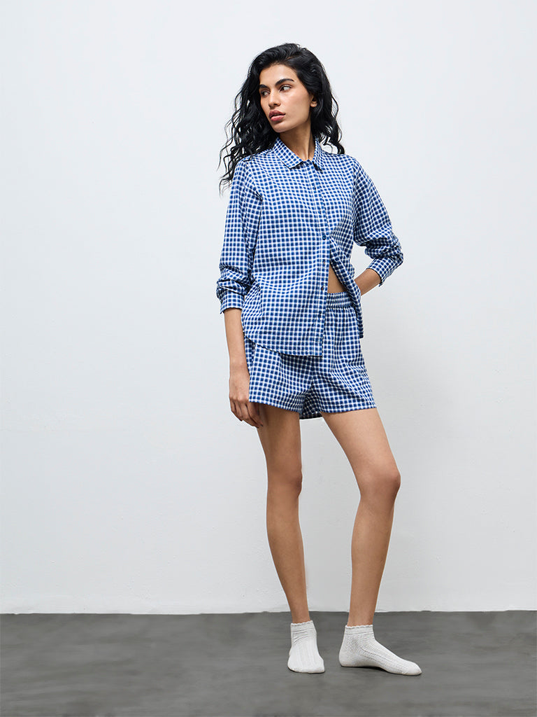 Superstar Blue Checks Cotton Shirt