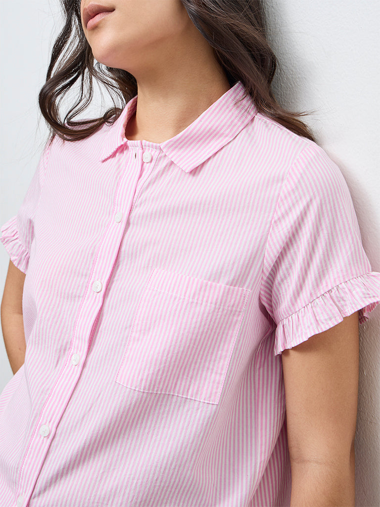 Superstar Pink Striped Cotton Shirt