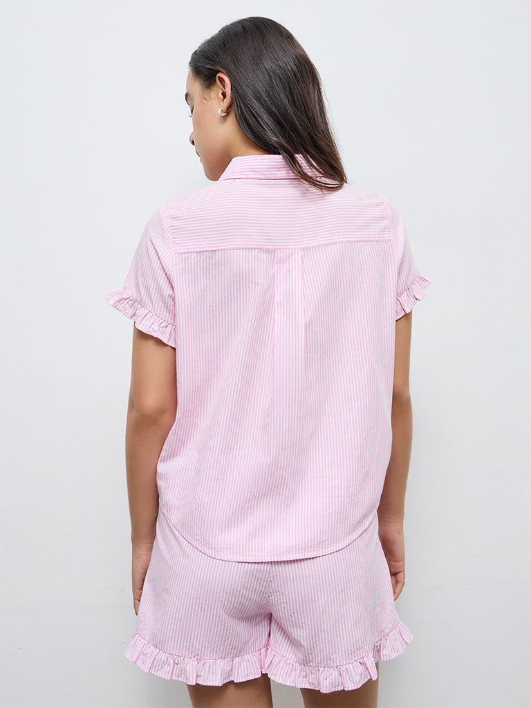 Superstar Pink Striped Cotton Shirt