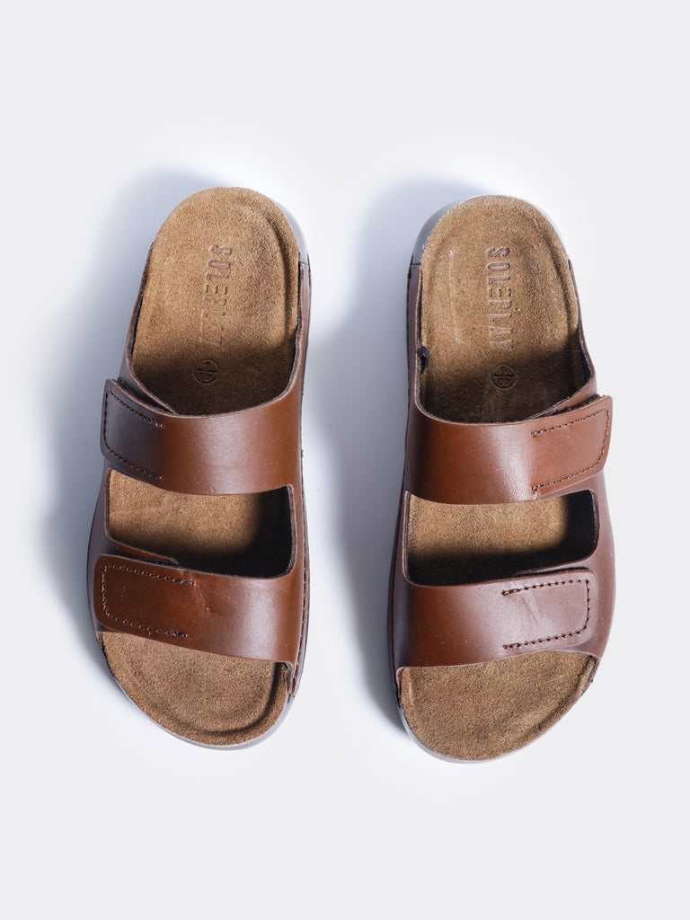 SOLEPLAY Man Brown Double-Strap Slide Sandals