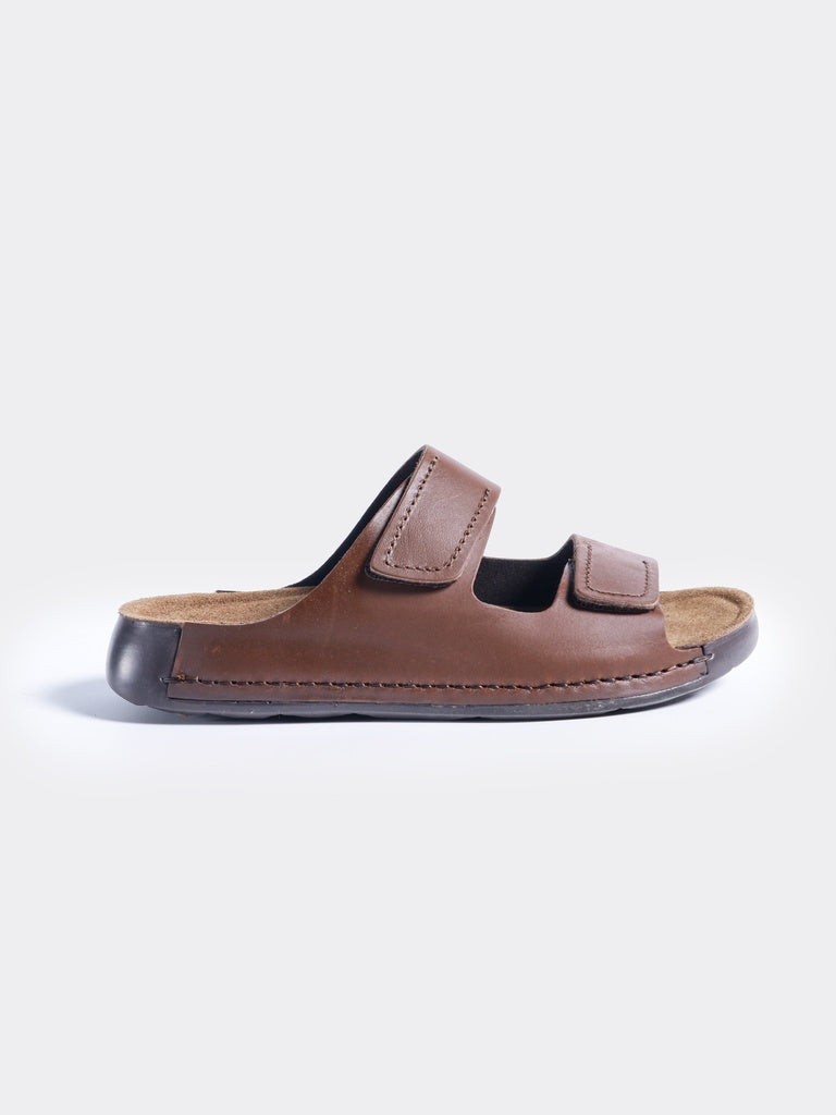 SOLEPLAY Man Brown Double-Strap Slide Sandals