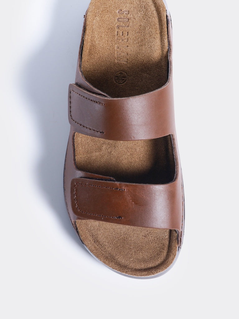 SOLEPLAY Man Brown Double-Strap Slide Sandals