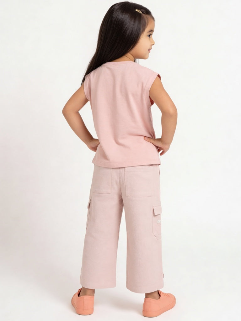 HOP Kids Girls Pink Scenic-Printed Cotton T-Shirt