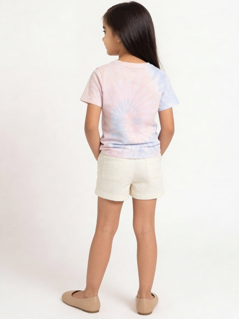 HOP Kids Girls Off-White Floral-Detailed Jacquard Skorts