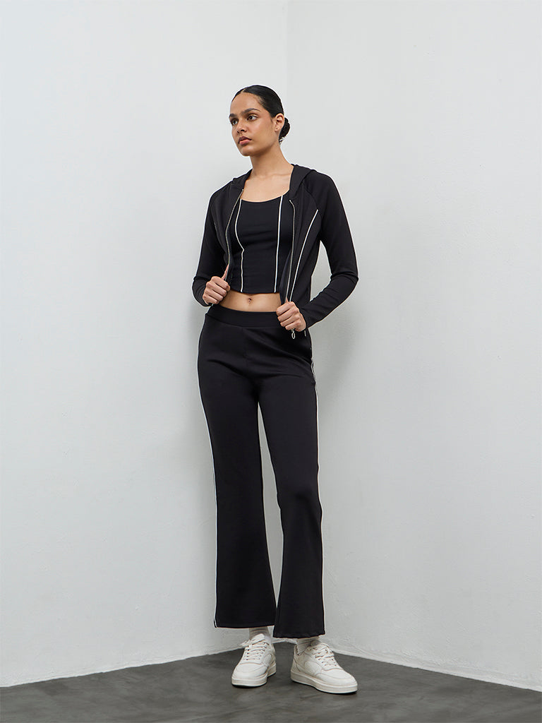 Nuoflexx Black Pipeline Detail High-Rise Track Pants