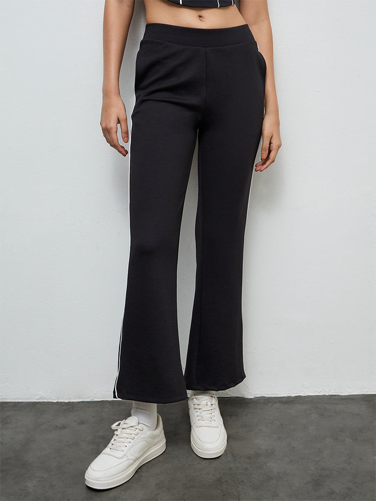 Nuoflexx Black Pipeline Detail High-Rise Track Pants