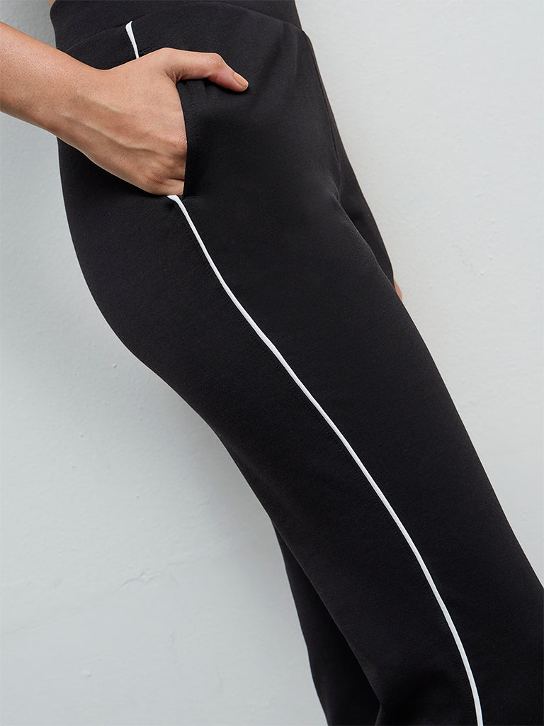 Nuoflexx Black Pipeline Detail High-Rise Track Pants