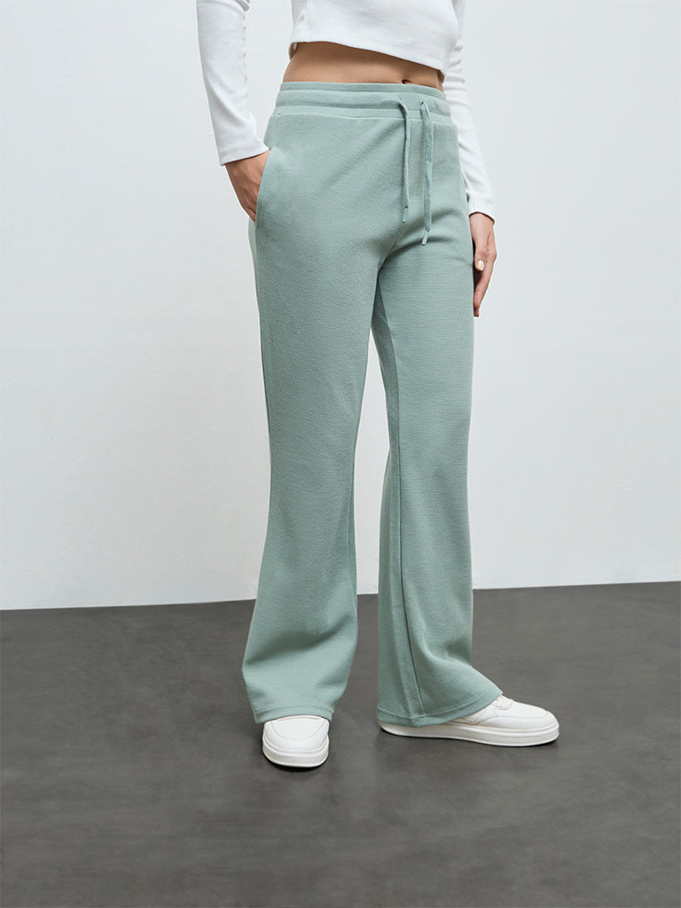 Nuoflexx Sage Solid High-Rise Cotton-Blend Pants