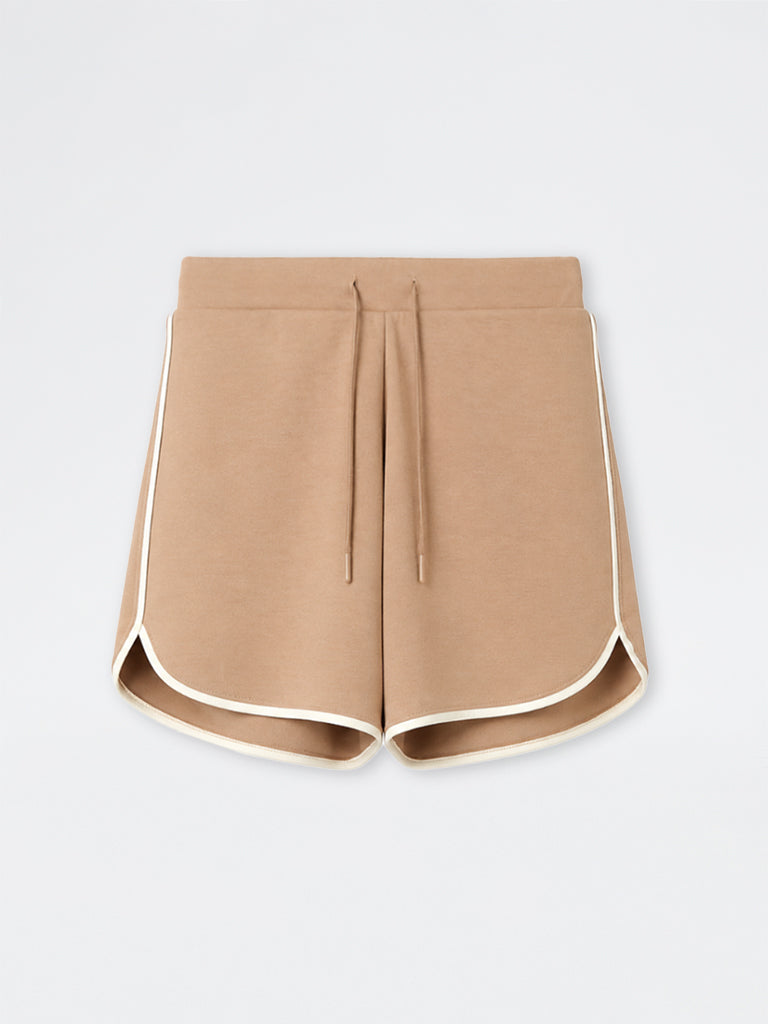 Nuoflexx Beige Solid High-Rise Shorts