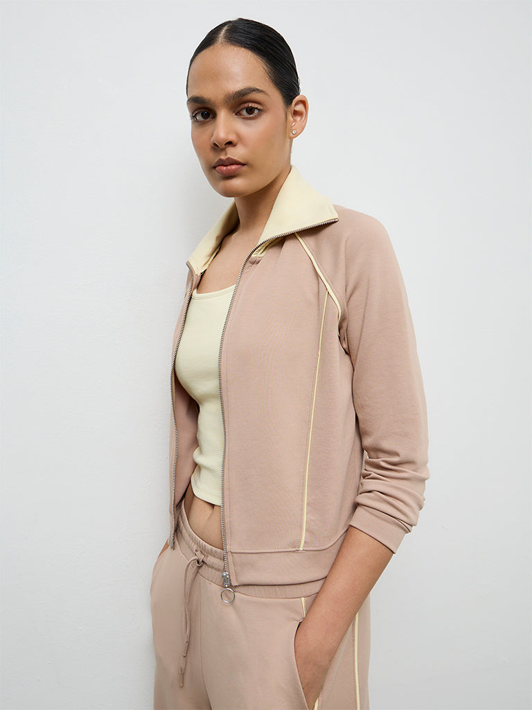 Nuoflexx Beige Pipeline-Detailed Jacket