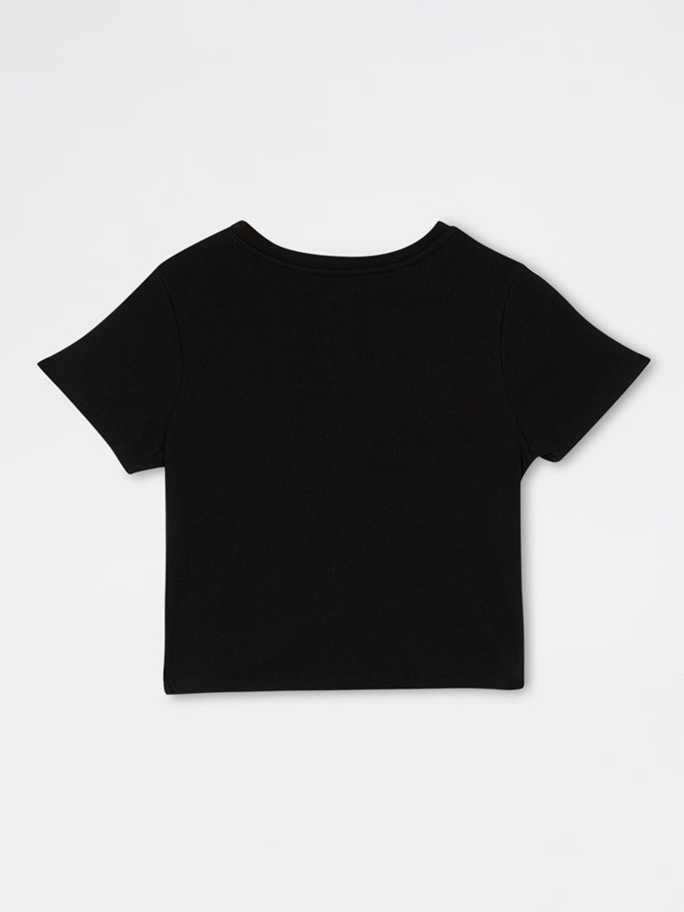 Nuoflexx Black Knot-Detailed Cotton-Blend T-Shirt
