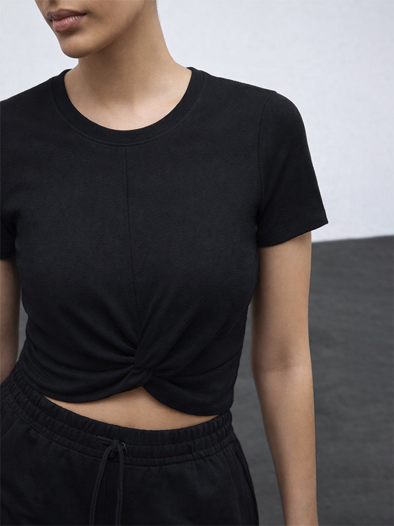 Nuoflexx Black Knot-Detailed Cotton-Blend T-Shirt