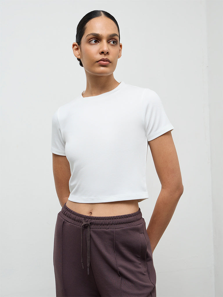 Nuoflexx Off-White Solid T-Shirt