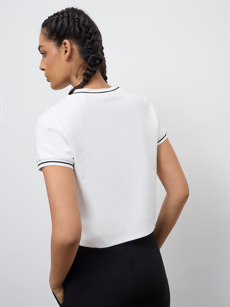 Nuoflexx Off-White Cotton-Blend T-Shirt