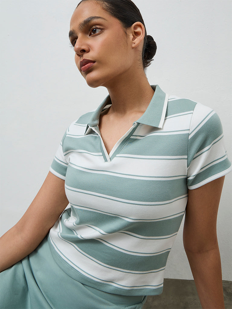 Nuoflexx Sage Striped Cotton T-Shirt