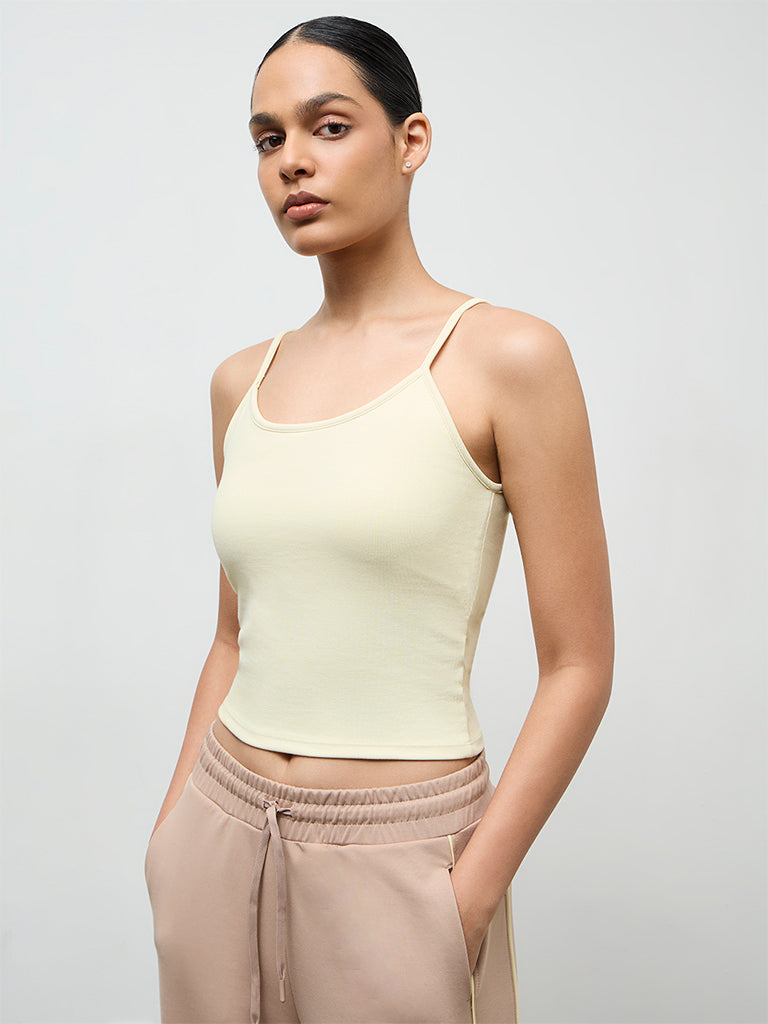 Nuoflexx Light Yellow Ribbed-Textured Top