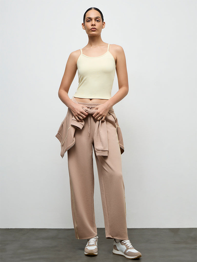 Nuoflexx Light Yellow Ribbed-Textured Top