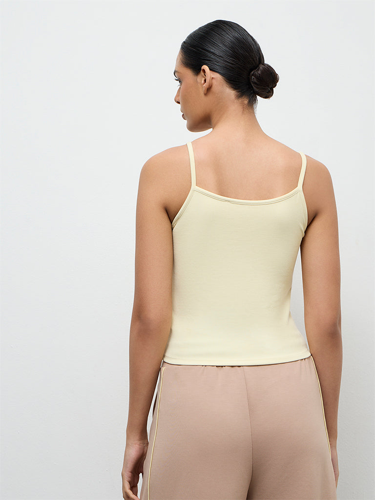 Nuoflexx Light Yellow Ribbed-Textured Top