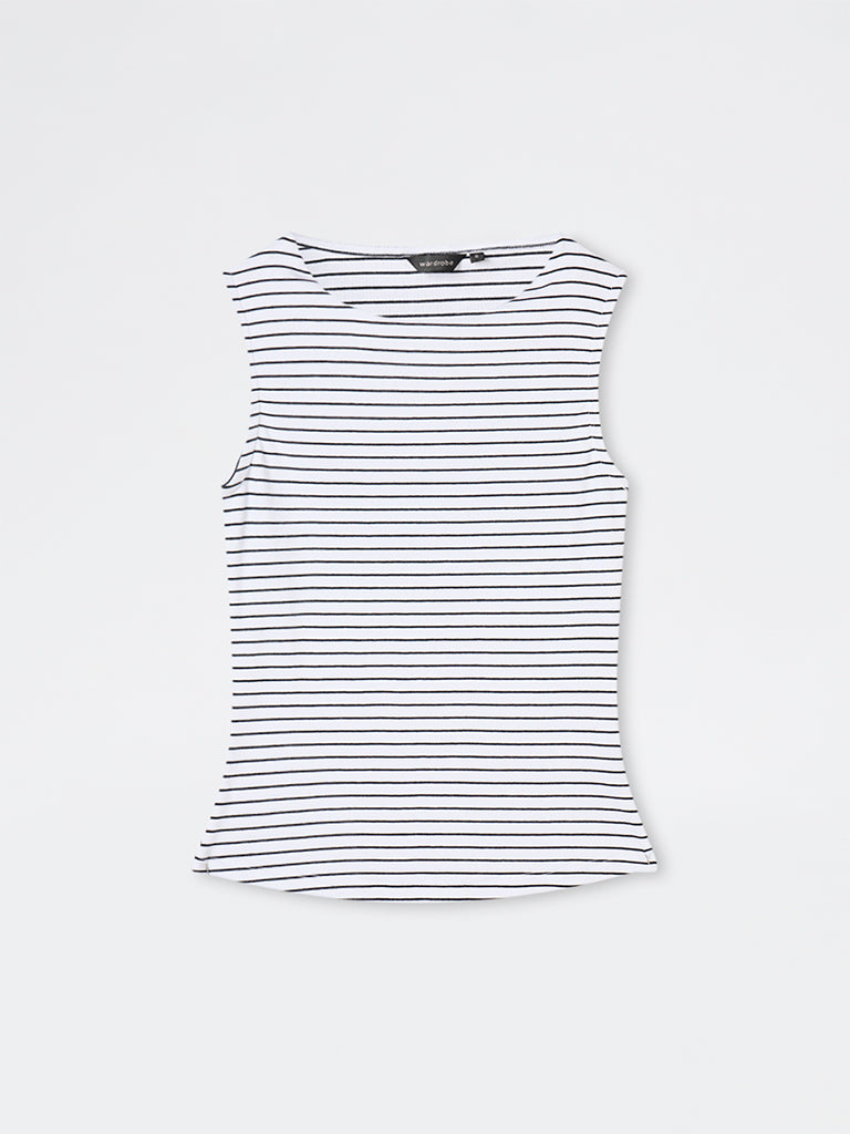 Wardrobe White Striped Cotton-Blend Top