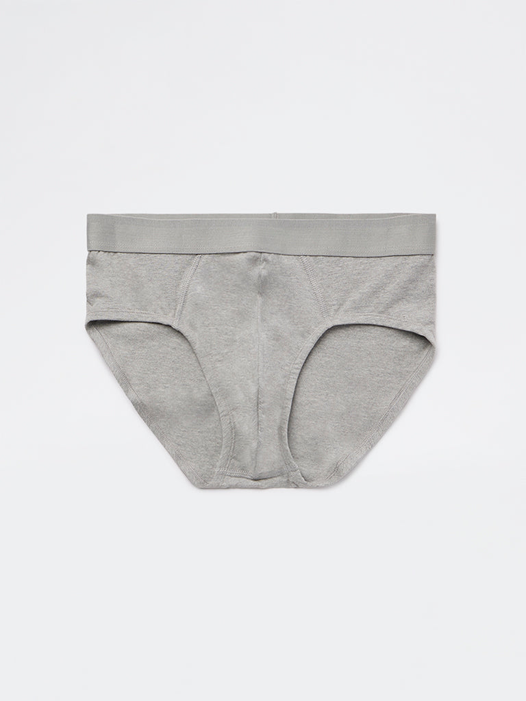 WES Lounge Grey Relaxed-Fit Cotton-Blend Briefs - Pack of 3