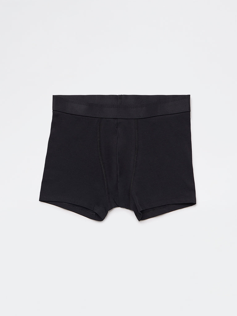 WES Lounge Black Relaxed-Fit Cotton-Blend Trunks - Pack of 3
