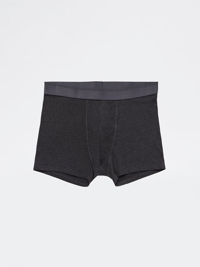 WES Lounge Grey Relaxed-Fit Cotton-Blend Trunks - Pack of 3