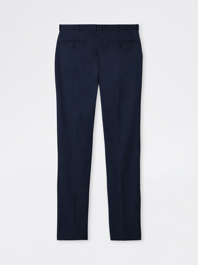 WES Formals Navy Pinstripe Relaxed-Fit Mid-Rise Trousers