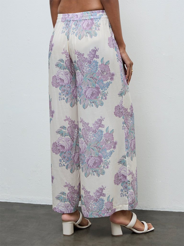 Zuba Off-White Floral Pants