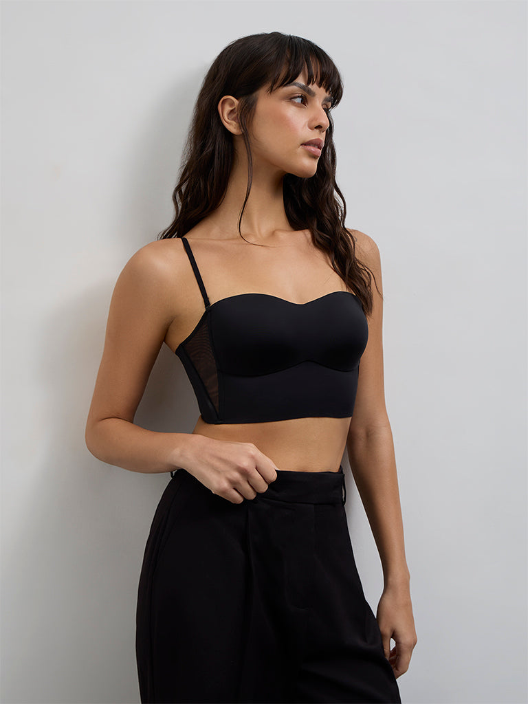 Wunderlove Black Padded Bandeau Shapewear Bra