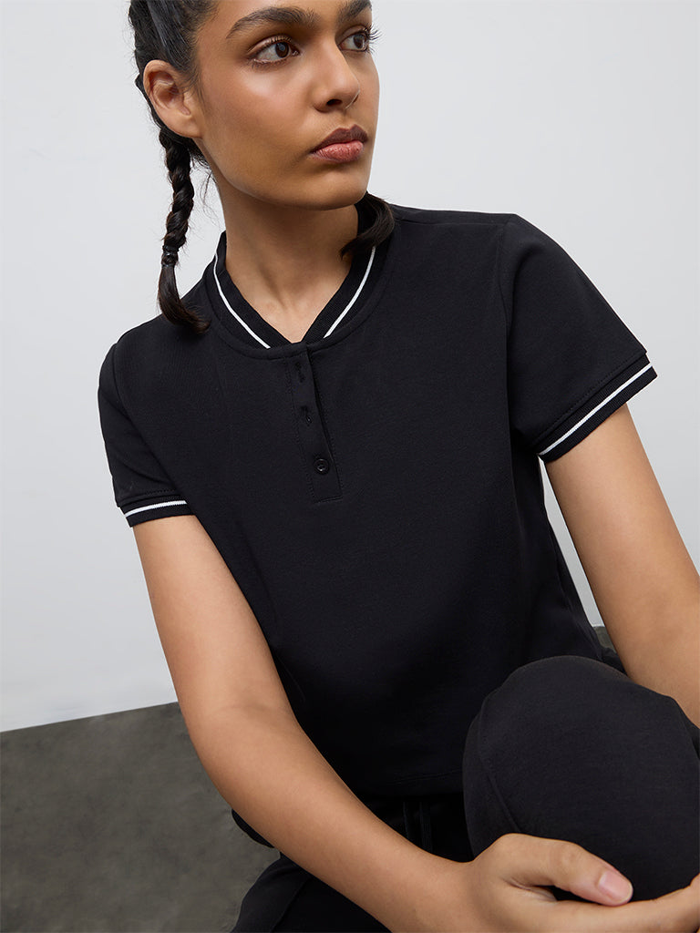 Nuoflexx Black Cotton-Blend T-Shirt