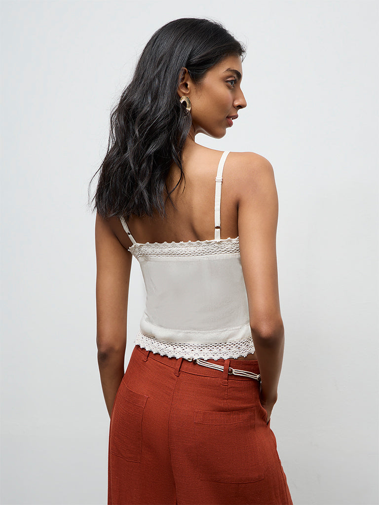 LOV Off-White Floral Embroidered Top