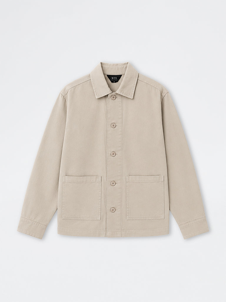 WES Casuals Beige Relaxed-Fit Cotton Jacket
