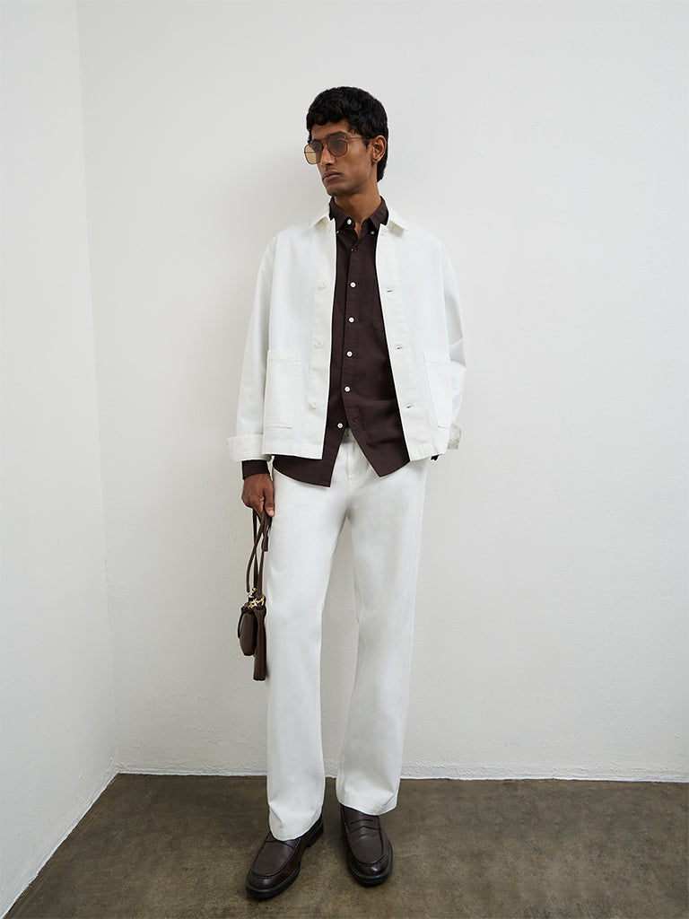 WES Casuals White Relaxed-Fit Cotton Jacket