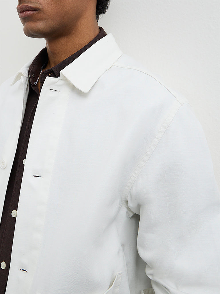 WES Casuals White Relaxed-Fit Cotton Jacket