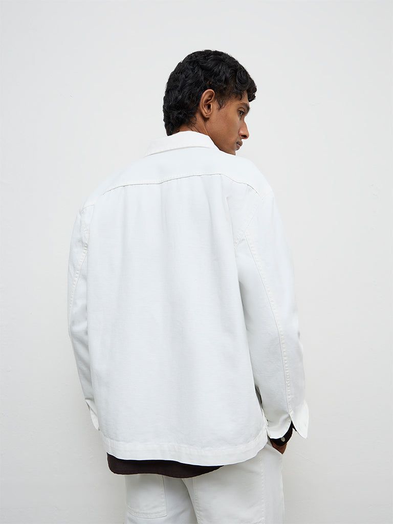 WES Casuals White Relaxed-Fit Cotton Jacket