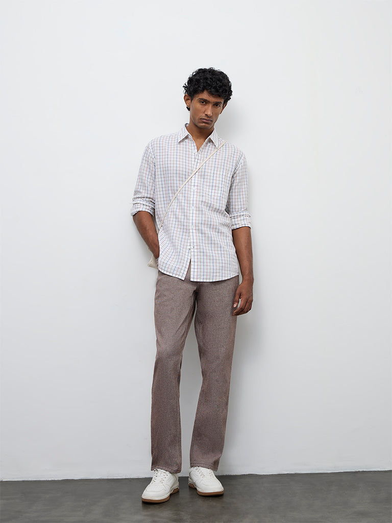 WES Casuals Off-White Relaxed-Fit Cotton-Blend Shirt