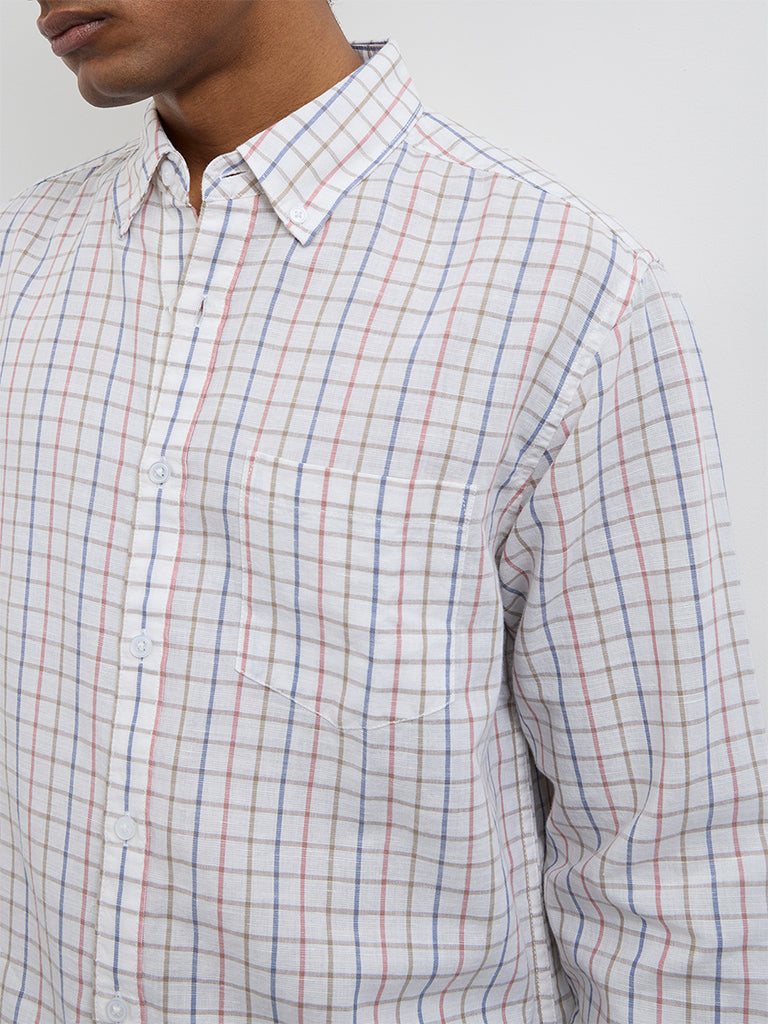 WES Casuals Off-White Relaxed-Fit Cotton-Blend Shirt