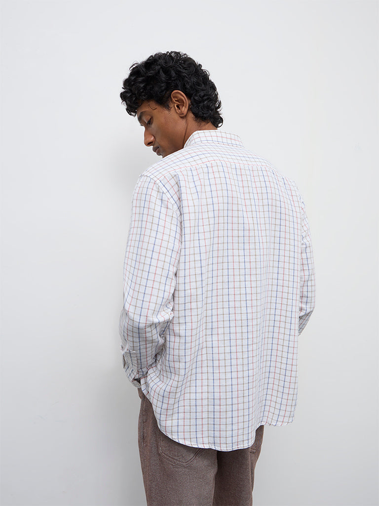 WES Casuals Off-White Relaxed-Fit Cotton-Blend Shirt