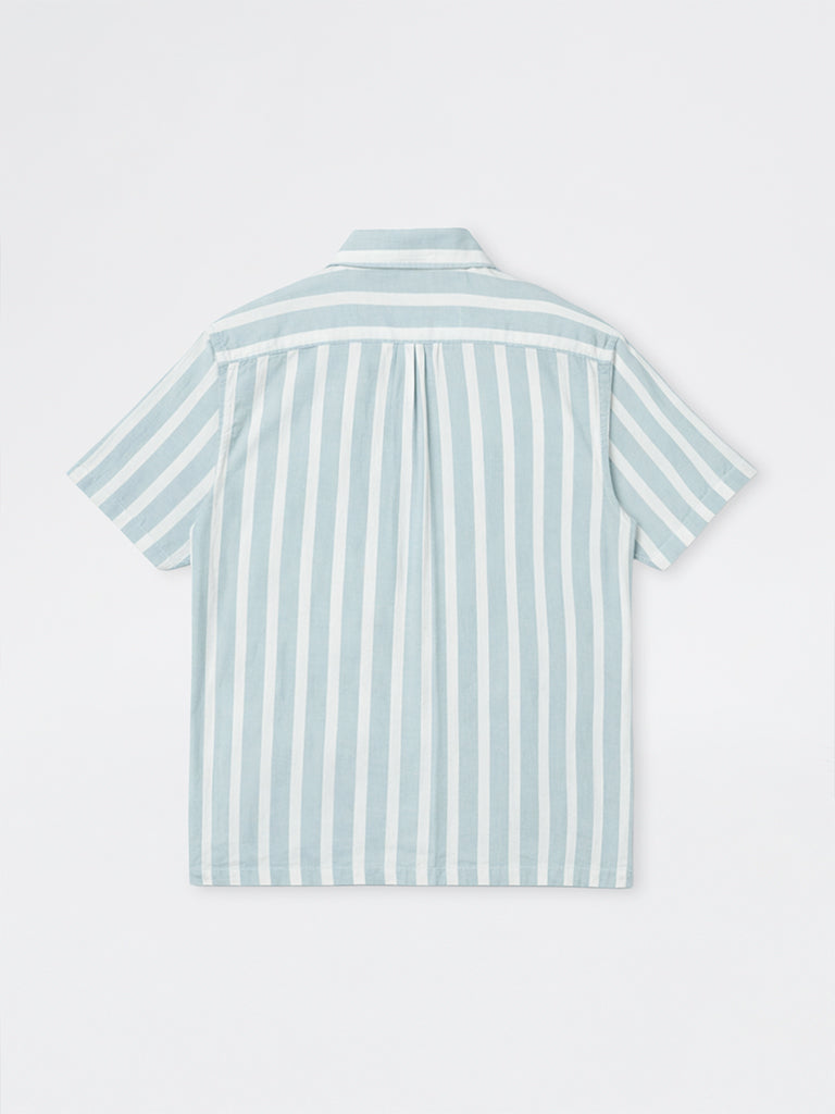 WES Casuals Light Teal Striped Relaxed-Fit Cotton Shirt